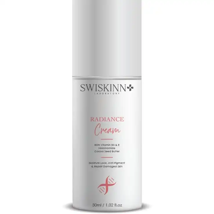Swiskinn Radiance Cream with vitamin B3 and E for moisture lock and anti-pigment damaged skin repair daily