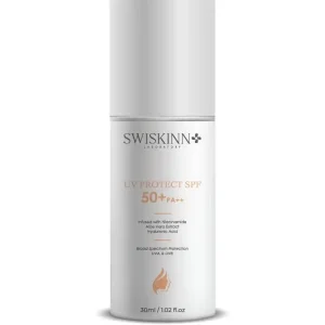 Swiskinn UV Protect SPF 50 PA++ sunscreen with niacinamide and aloe vera for broad spectrum protection
